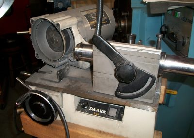 Rich sharpens his own end mills in the shop.