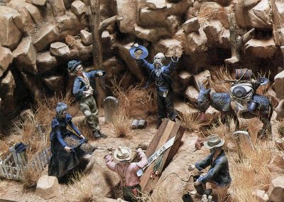 Diorama titled "The day Jeb Finally Hit Paydirt"