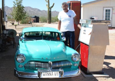 Ernie and his "Rebel Rouser" at the pump.
