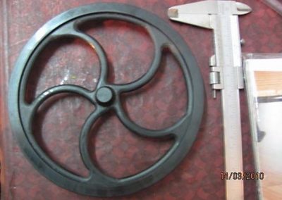 An acrylic flywheel casting.