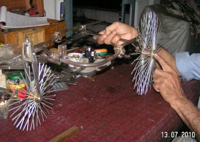 The unfinished chassis and wheels.