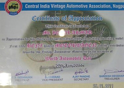 The award poster for the Motorwagen.