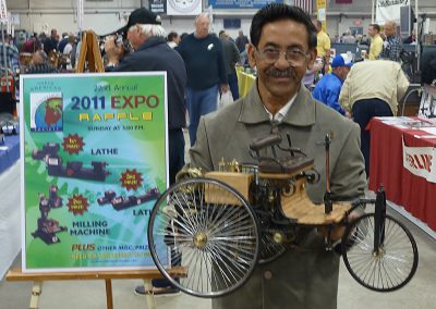 Iqbal showing off the Benz at the NAMES expo.