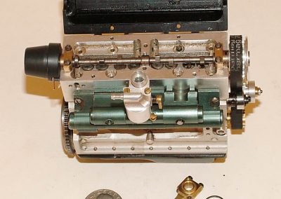 Engine block with valve cover open.