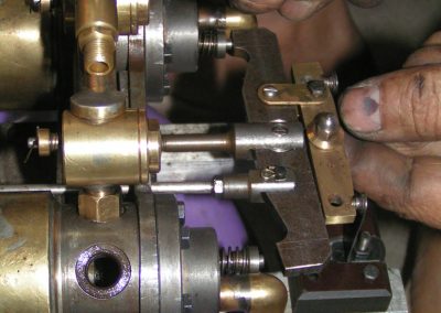 Close-up of the engine assembly.