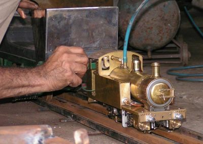 Tank engine being tested with compressed air.
