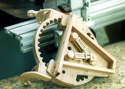 Another detail of the indexing mechanism for angling the grader blade.