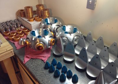 Finished parts on a table.