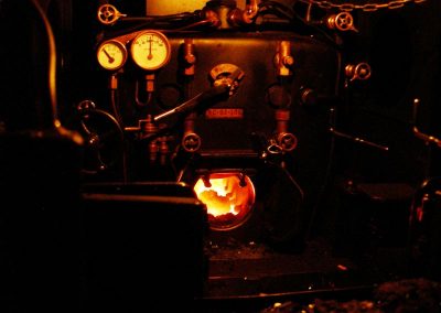 Nighttime view of the cab.
