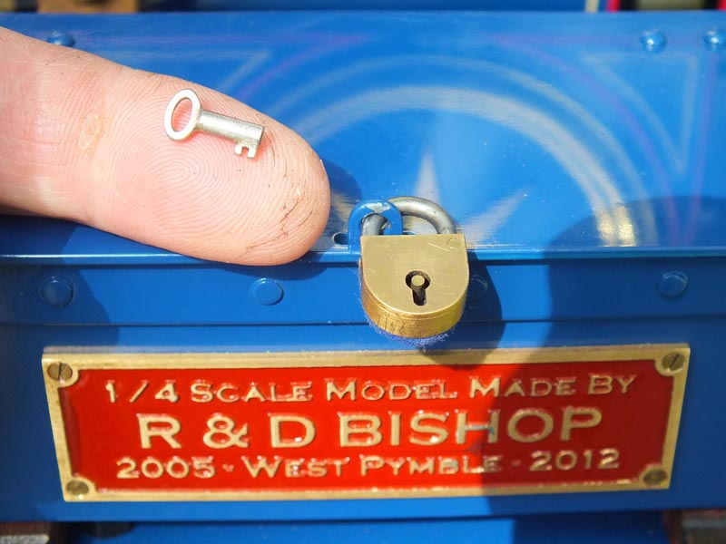 Scale Traction Engine Ross even made a working scale padlock and key.