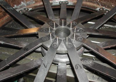 Spokes secured in the hub.