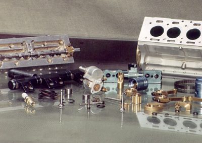 Alternate view of model internal combustion engine.