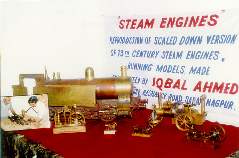 Iqbal's Steam Engines on Display A collection of Iqbal's steam engines on display in India.