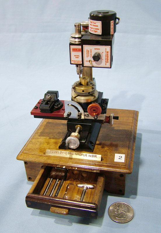 IqbalSherMill Iqbal's miniature Sherline milling machine.