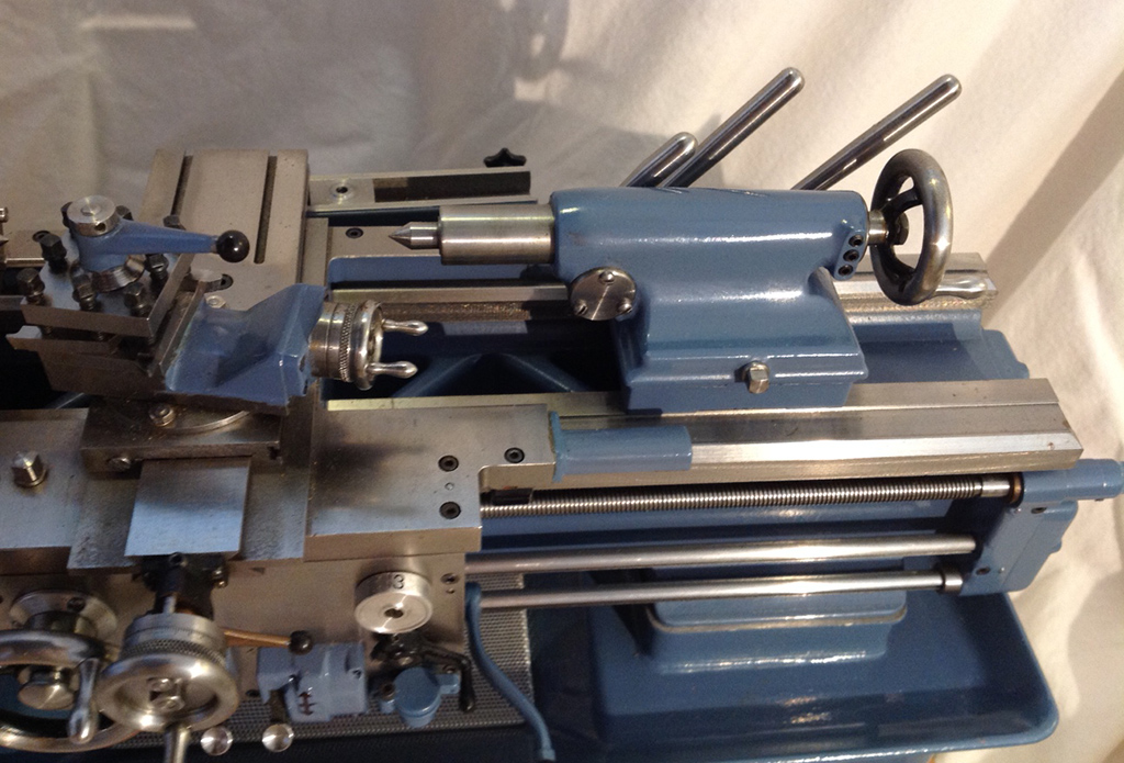 1/6 Scale Holbrook Lathe A closer look at the tailstock and rear end of Alfred’s miniature machine.