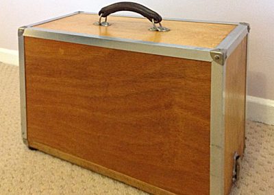 Alfred also built a sturdy transportation case to protect his miniature lathe when traveling to shows.