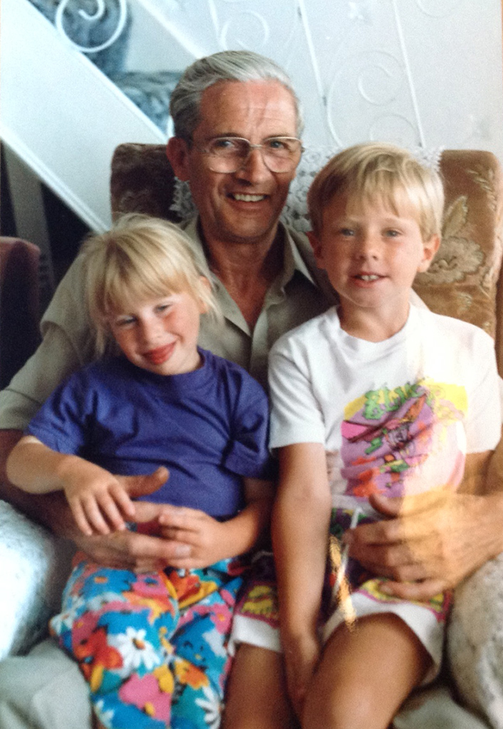 Alfred With His Grandchildren Alfred Mellows with his two grandchildren.
