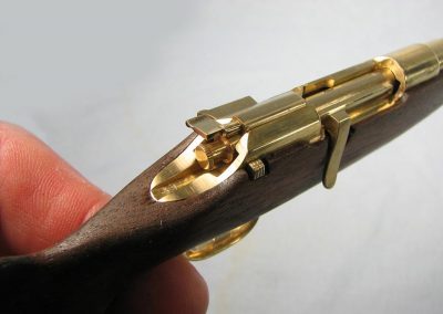 Close details of the model rifle.