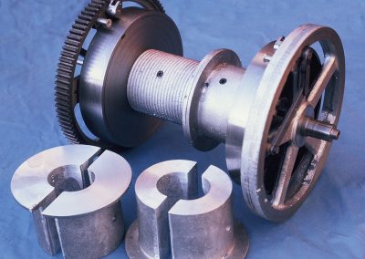 The clutch and brake drums.