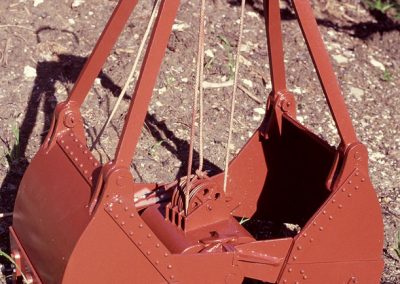The fully assembled clam bucket being tested.