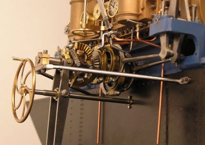 Detailed view of the handle area of the engine.