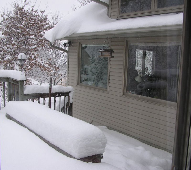Richard's Home The outside of Richard's Green Bay shop covered in snow.
