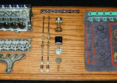 A V-10 block, head, exhaust, and valve train.