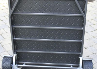 Gary showing the underside of the trailer.