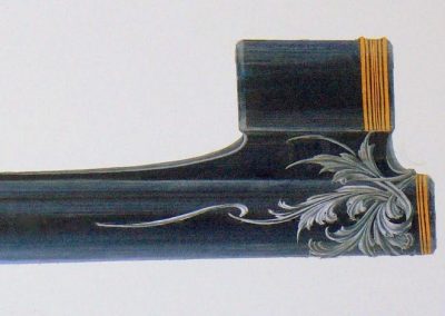 Detailed view of the rifle muzzle.