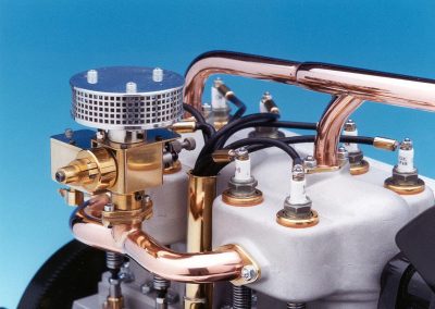 Detailed view of the top of the Mercer engine.