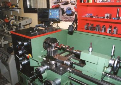 Turning the crankshaft journals.