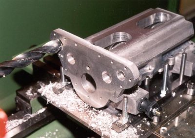 Boring holes for the distributor.