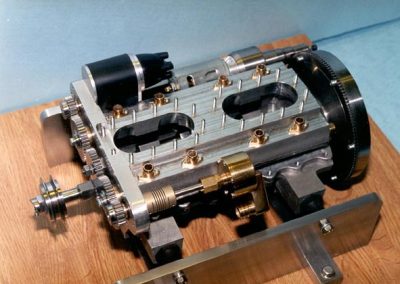 The engine block partially assembled.