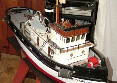 Clarry's steam powered tugboat, the endeavor.