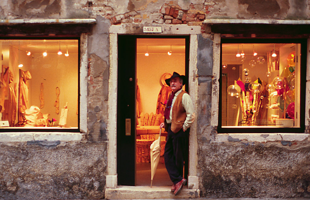 Mr. De Marchi Outside Gallery Mr. Demarchi standing outside a gallery of his work.