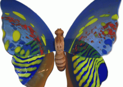 A glass and wood butterfly.