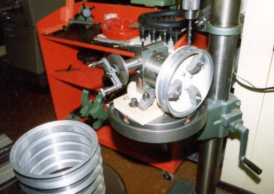 Drilling the rims.