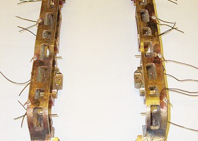 An overhead view of the trailer truck frame.