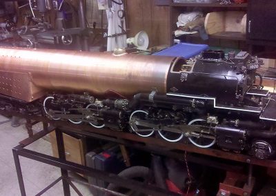 Boiler shell set on engine chassis.