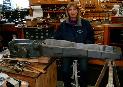 Jill Dosdall with the tractor in early stages.