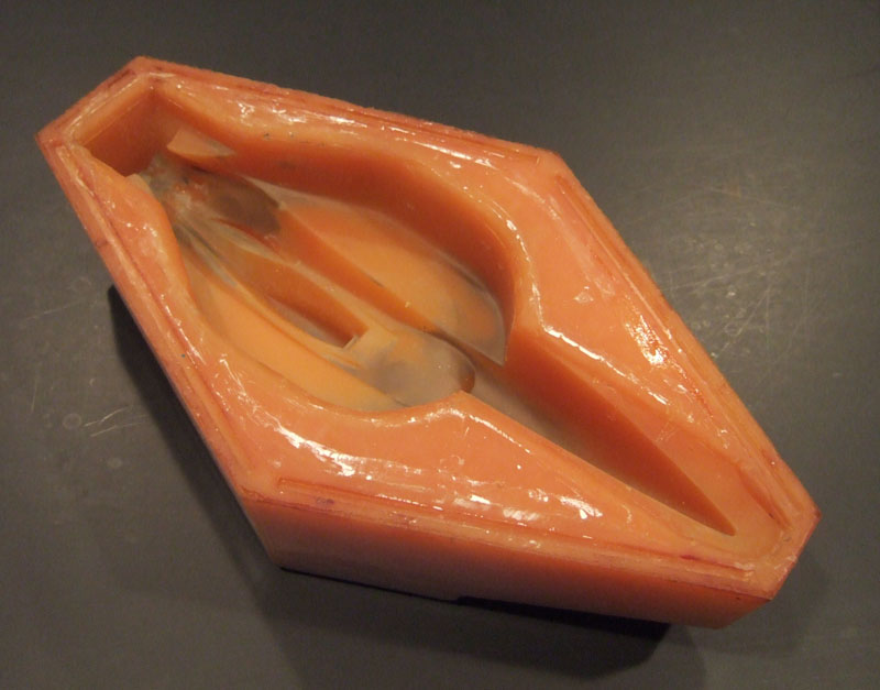 The Master Model in Plexiglas Mold The master model placed in a Plexiglas mold.