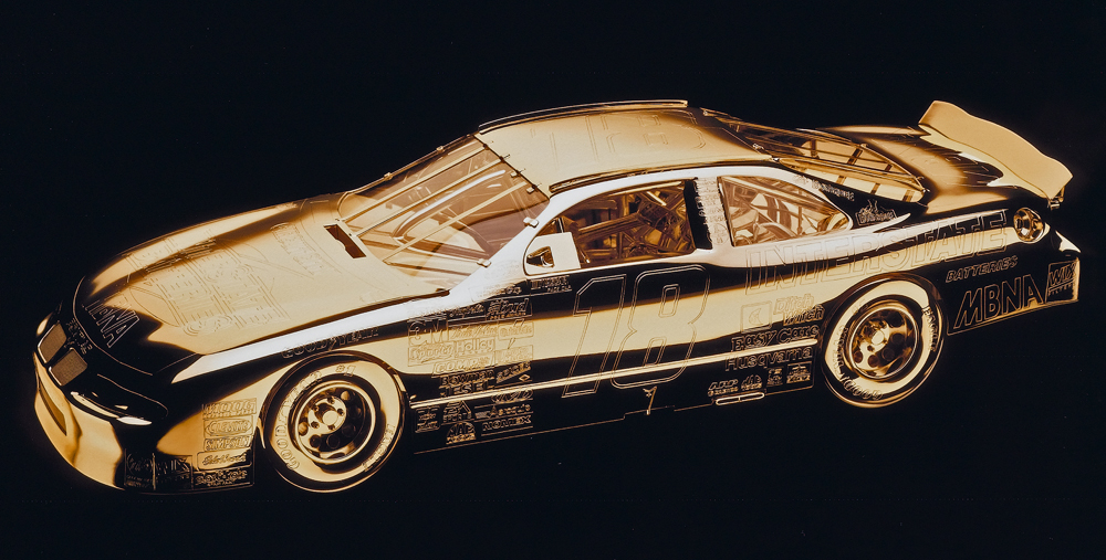 Bobby Labonte’s Gold #18 Interstate Batteries Pontiac Mike's gold car model for Winston Cup Champion Bobby Labonte.