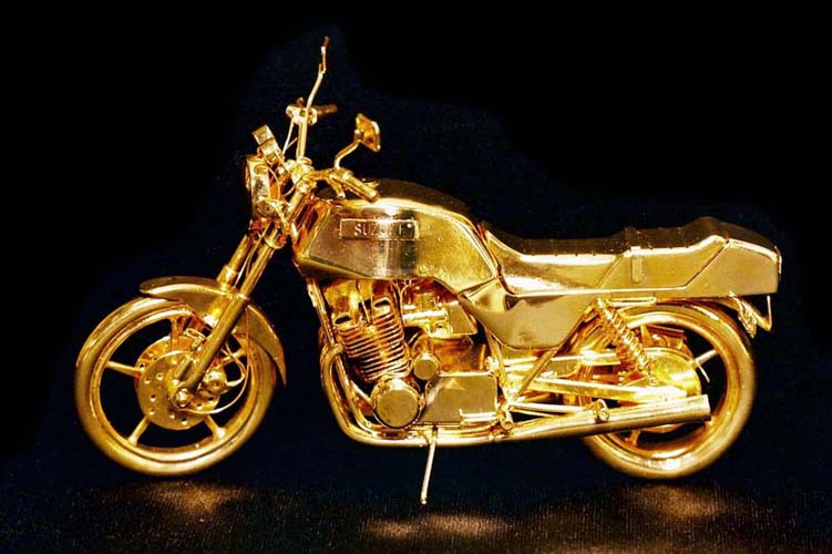 Scale Model Gold Plated Suzuki Mike's gold plated Suzuki model.