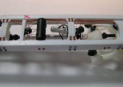 A close view of the dump truck frame.