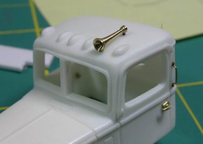 The finished air horn on top of the cab.