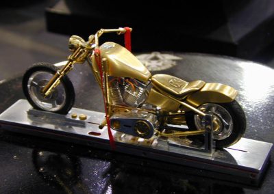 An unpainted model chopper built by Augie.