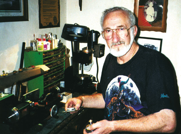 Augie Hiscano in His Shop Augie Hiscano at work in his shop.
