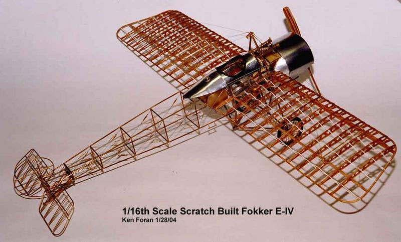 Fokker Eindecker E-IV Ken's scale model Fokker E-IV airplane.