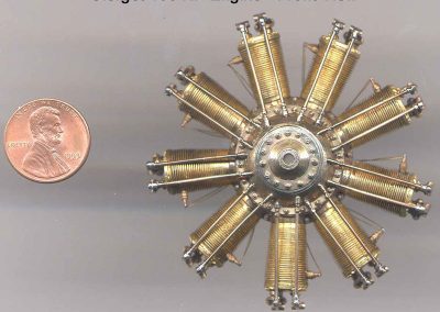 The Sopwith Camel engine with penny for reference.