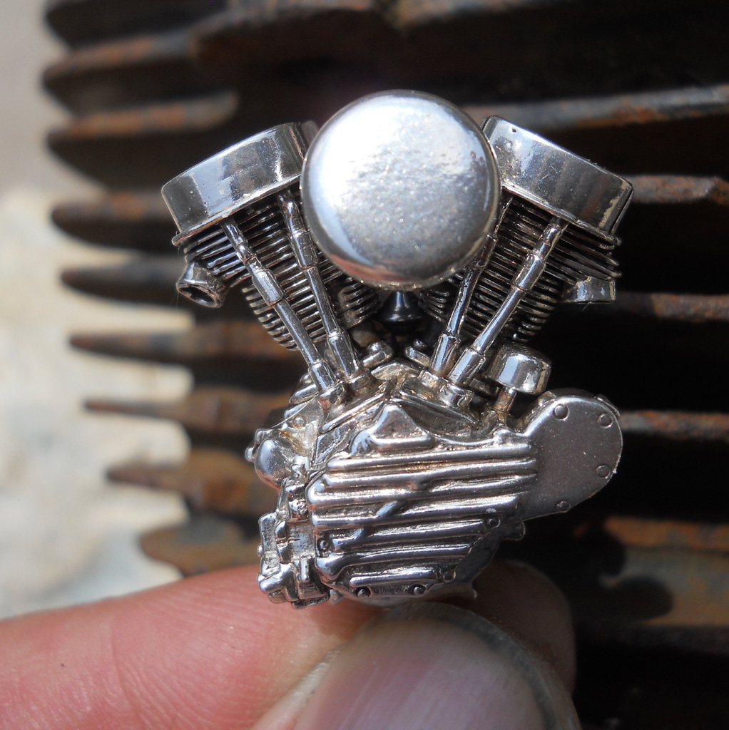 Harley Panhead Engine Pin Bryan's tiny Harley-Davidson Panhead engine pin.